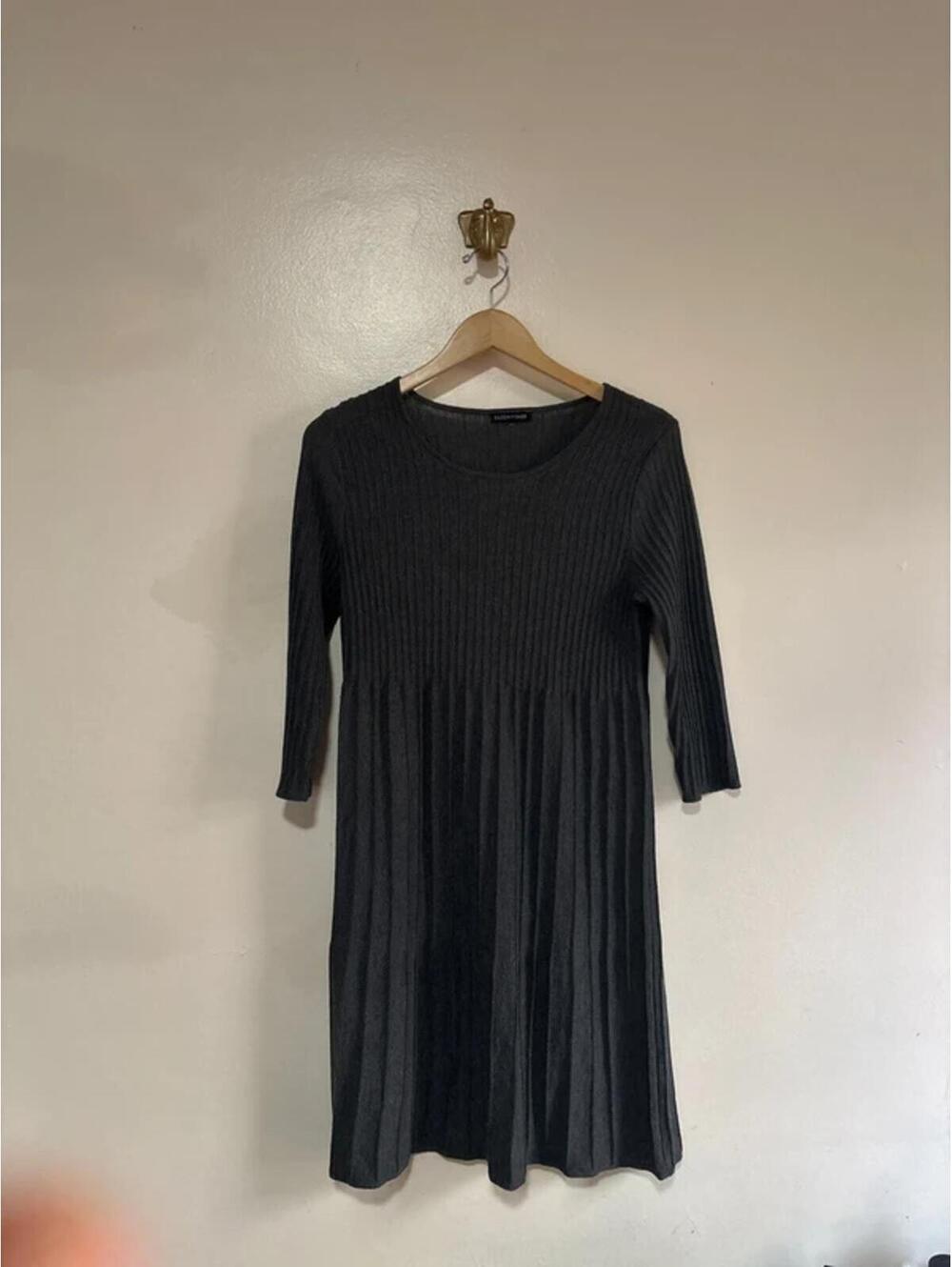 Eileen Fisher 100% Wool‎ Grey Sweater Dress size L